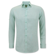 Linne Skjorta För Herr - Regular Fit - Casual Blanco - Grön