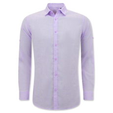 Linne Skjorta För Herr - Regular Fit - Casual Blanco - Lila
