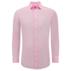 Linne Skjorta För Män - Regular Fit - Casual Blanco - Rosa