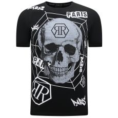 Skull - T-Shirt Med Rhinestone Svart