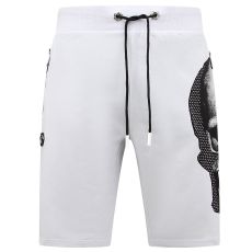 Skull - Rhinestone Shorts - Vit