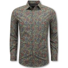 Skjortor Herr Långärmad - Blus Herr Slim Fit - Grön