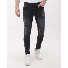 Jeans För Män Slim Fit-jeans Med Färgstänk - MM-S- - Grå