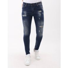 Jeans För Män Slim Fit Med Färgstänk - MM-S- - Blå