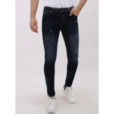 Jeans Herr Slim Fit Stretch Med Rips - MM-S- - Blå