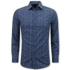 Blus Herr Långärmad - Blus Herr Slim Fit - Blå