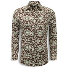 Herrskjortor Långärmade - Blus Herr Vuxna - Slim Fit - Bordeaux