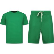 Herr Sommarset - Ribbad Oversized - Tvådelat Set - Twinset - Kombinationsset - F- - Grön