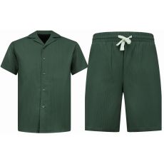 Herrsommarset - Ribbad Överdimensionerad Skjorta - Herrshorts Herröverdimensionerad T-Shirt - Twinset - F- - Grön