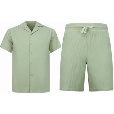 Twinset - Sommarset Herr - Ribbad Oversized Skjorta - Herrshorts Oversized T-Shirt Herr - F- - Brun