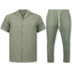 Linne Twinset - Linne Sommarset Herr - Linneskjorta Herr - Sommarbyxor Herr - MG- - Beige