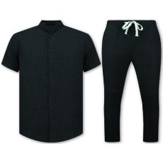 Herrlinne-sommarset - Herrlinnetwinset - Herrlinneskjorta - Herrsommarbyxor - MG- - Svart