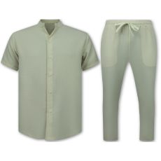 Herrlinne-sommarset - Herrlinnetwinset - Herrlinneskjorta - Herrsommarbyxor - MG- - Beige