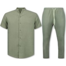 Herrlinne-sommarset - Herrlinnetwinset - Herrlinneskjorta - Herrsommarbyxor - MG- - KHAKI
