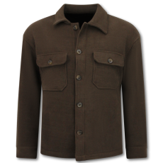 Herrflanellskjorta Med Fickor - Mörkbrun