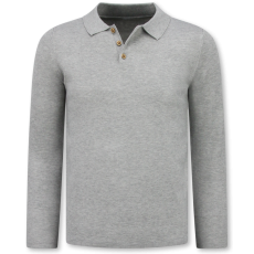 Herrtröja - Herr Långärmad Pikétröja - Grå