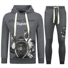 Pac Träningsoverall Med Hoodie Herr - Tupac Träningsoveraller - Hemmaställ Herr Vuxna - Grå
