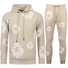 Tjock Vävd Herrträningsoverall Med Heltäckande Blommönster - Herrdräkt Med Blommönster - Twinset - Beige