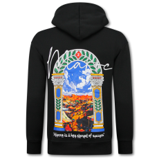 Överdimensionerad Hoodie Herr Med Huva - Marockanskt Mönster - Tjock Vävd - Svart