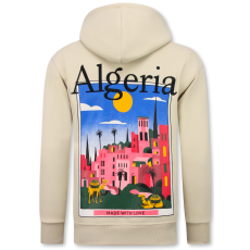 Överdimensionerad Hoodie Herr Med Huva - Algeriet Mönster - Tjock Vävd - Brun