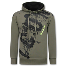 Överdimensionerad Hoodie Herr Med Huva - ICON Splatter - Tjock Vävd - Mörkgrå