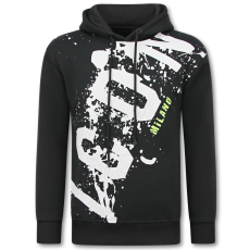 Överdimensionerad Hoodie Herr Med Huva - ICON Splatter - Tjock Vävd - Svart