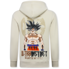 Överdimensionerad Hoodie Herr Med Huva - GOKO Ultra Print - Tjock Vävd - Beige