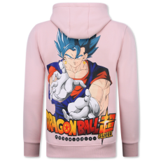 Överdimensionerad Hoodie Herr Med Huva - Dragon Ball Tryck - Tjock Vävd - Rosa
