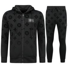 JDik Vävd Joggingdräkt För Män - Teddy House Suit - Träningsdräkt Herr Svart