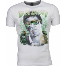 Scarface Made To Get Paid Print - Herr T-Shirt Vit
