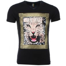 Tuffa Skjortor Med Tryck Tiger - T-Shirt Herr Svart