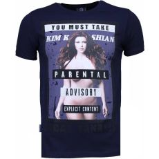 Kim Kardashian Rhinestone - T-Shirt Herr Marinblå