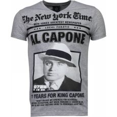 Al Capone Rhinestone - T-Shirt Herr Grå