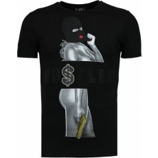 Hustler Rhinestone - Man T-Shirt Svart