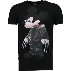 Bad Mouse Smoking Rhinestone - T-Shirt Herr Svart