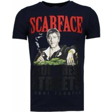 Scarface Boss Rhinestone - Herr T-Shirt Marinblå