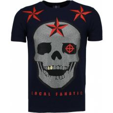 Rough Player Skull Rhinestone - T-Shirt Herr Marinblå