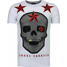 Rough Player Skull Rhinestone - Herr T-Shirt Vit