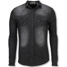 Jeansskjorta Slim Fit Herr - Skjortor För Män Grå