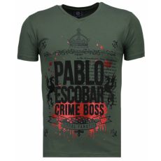 Pablo Escobar Boss Rhinestone - Herr T-Shirt Grön