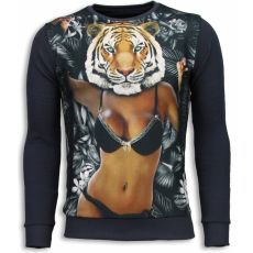 Tiger Chick Sweater - Tröjor Herr Mörkgrå