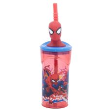 Spiderman Mugg med Sugrör och 3D-figur 360ml Marvel