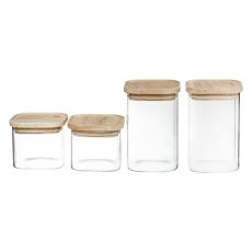 Uppsättning med 4 Burkar Secret de Gourmet Kök Stapelbara Glas