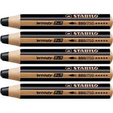 Färgpennor Stabilo Woody Svart 3 i 1 (5 antal)
