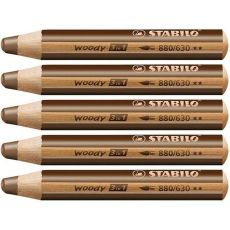 Färgpennor Stabilo Woody Brun 3 i 1 (5 antal)