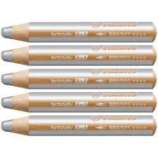 Färgpennor Stabilo Woody Silvrig 3 i 1 (5 antal)