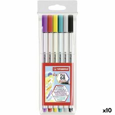 Tuschpennor Stabilo Pen 68 Brush Multicolour (10 antal)