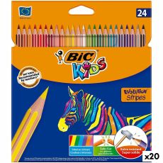 Färgpennor Bic KIDS EVOLUTION STRIPES Multicolour 24 Delar (20 antal)