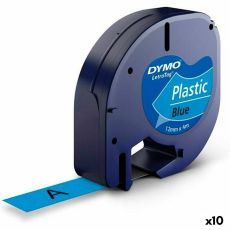 Laminerat Band till Etikettskrivare Dymo 91205 12 mm LetraTag® Svart Blå (10 antal)