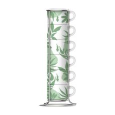 Set med 6 kaffekoppar Bialetti 29597 Vit Grön Porslin 90 ml (6 antal)